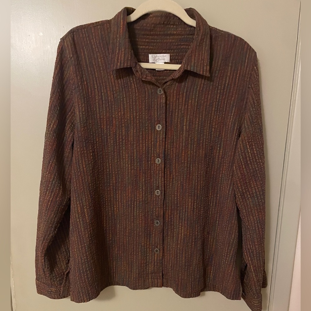A multicolored on brown extra large, Christopher Banks blouse